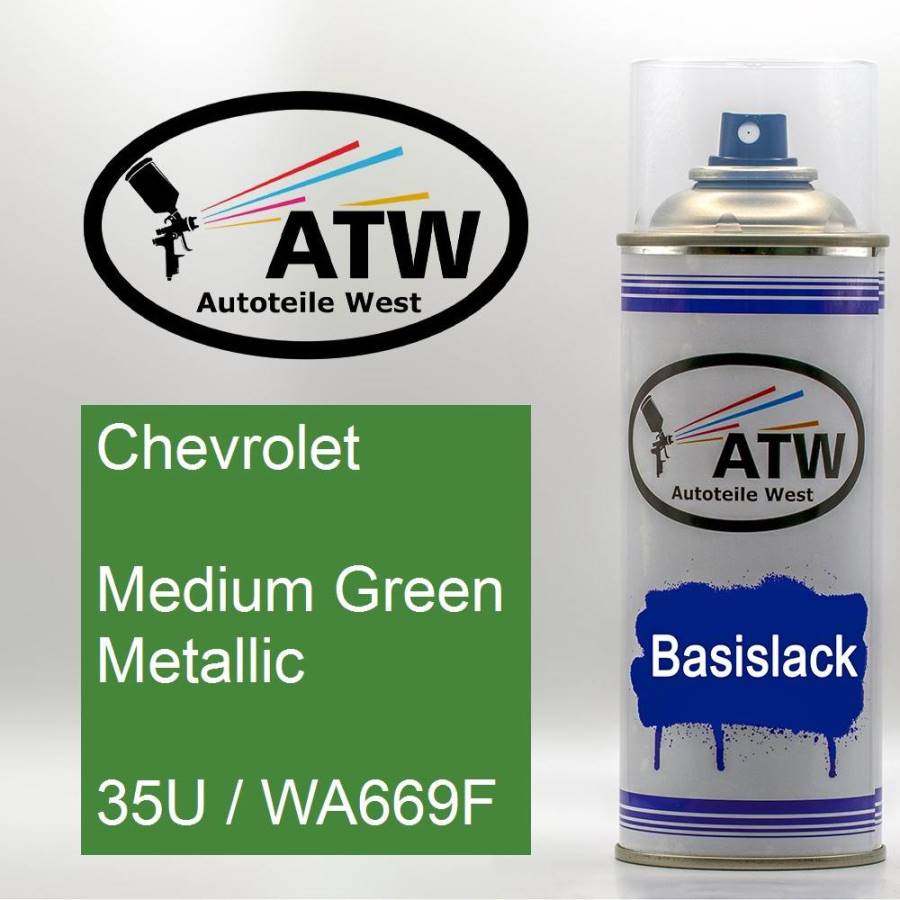 Chevrolet, Medium Green Metallic, 35U / WA669F: 400ml Sprühdose, von ATW Autoteile West.